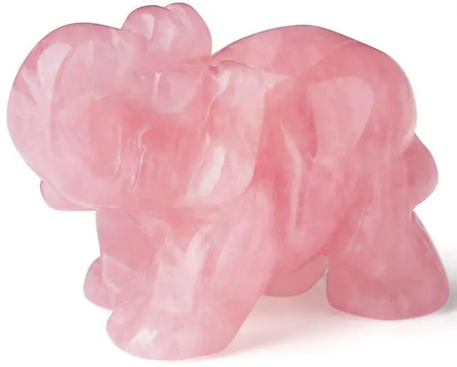Main image of 2" Rose Quartz Elephant Decor Healing Crystal Pink Cute Natural Hand-Carved Polished Figurines Statue Gemstone Energy Hippie Home Room Office Desk Decoration Valentine's Day Gifts for Women