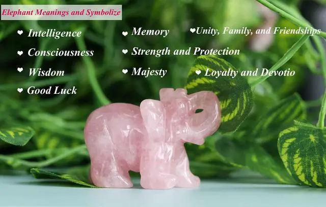 Alt view image 4 of 6 - 2" Rose Quartz Elephant Decor Healing Crystal Pink Cute Natural Hand-Carved Polished Figurines Statue Gemstone Energy Hippie Home Room Office Desk Decoration Valentine's Day Gifts for Women