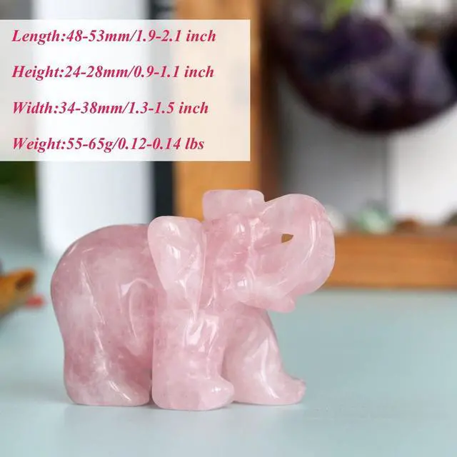 Alt view image 6 of 6 - 2" Rose Quartz Elephant Decor Healing Crystal Pink Cute Natural Hand-Carved Polished Figurines Statue Gemstone Energy Hippie Home Room Office Desk Decoration Valentine's Day Gifts for Women