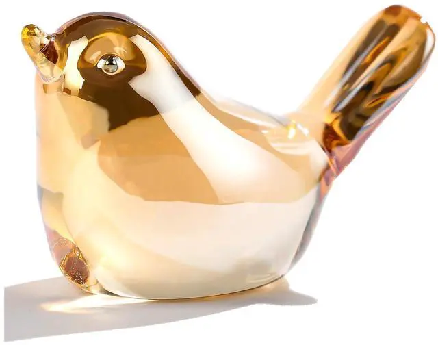 Main image of Crystal Gold Birds Figurines Home Decor, Glass Art Birds Collectible Figurines Paperweights Crystal Decor Gifts for Women Mom Friends (Gold)