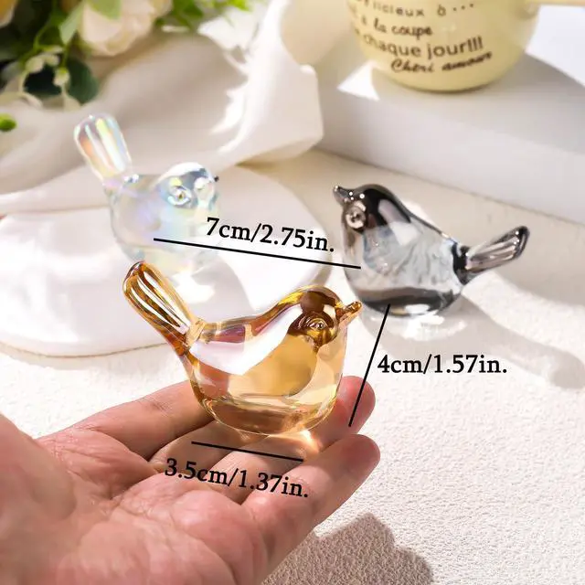 Alt view image 3 of 6 - Crystal Gold Birds Figurines Home Decor, Glass Art Birds Collectible Figurines Paperweights Crystal Decor Gifts for Women Mom Friends (Gold)