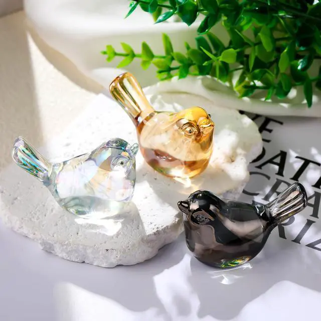 Alt view image 4 of 6 - Crystal Gold Birds Figurines Home Decor, Glass Art Birds Collectible Figurines Paperweights Crystal Decor Gifts for Women Mom Friends (Gold)