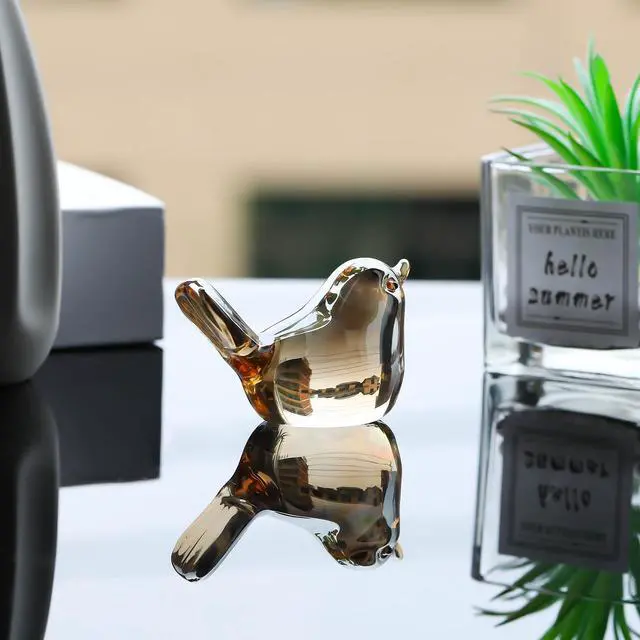 Alt view image 2 of 6 - Crystal Gold Birds Figurines Home Decor, Glass Art Birds Collectible Figurines Paperweights Crystal Decor Gifts for Women Mom Friends (Gold)