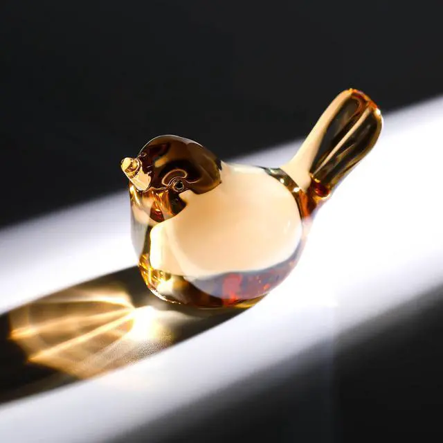 Alt view image 6 of 6 - Crystal Gold Birds Figurines Home Decor, Glass Art Birds Collectible Figurines Paperweights Crystal Decor Gifts for Women Mom Friends (Gold)