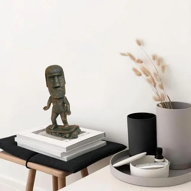 Alt view image 5 of 7 - Moai Statue Decor 6-Inch Easter Island Ornament, Resin Stone Sculpture for Home Shelf Accents, Antique Desktop Decoration Accessories for Office Shelf (Surfing)