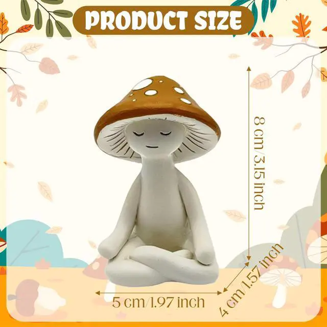 Alt view image 2 of 6 - Meditation Mushroom Resin Statue - Cute Meditation Mushroom Statue for Desk Living Room Resin Figurine for Home Patio Office Decoration Cute Plant Statues for Tabletop Garden Backyard Decor