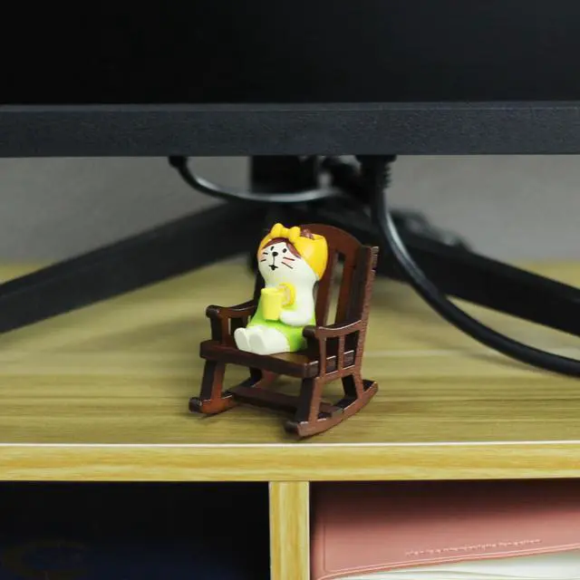 Alt view image 4 of 6 - Cute Mini Cat Figurine with Rocking Chair - Resin Collectible Desk Decor, 1.5" Tiny Cat Statue for Home & Office - Gift for Cat Lovers