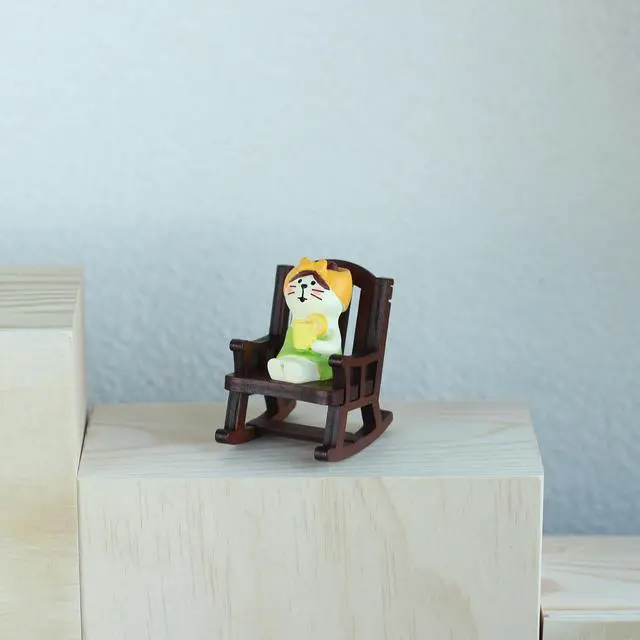 Alt view image 5 of 6 - Cute Mini Cat Figurine with Rocking Chair - Resin Collectible Desk Decor, 1.5" Tiny Cat Statue for Home & Office - Gift for Cat Lovers