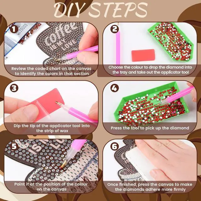 Alt view image 5 of 6 - 9 Pcs Diamond Art Tabletop Decorations Diamond Painting Centerpieces Dragonfly DIY Flower Desktop Art Ornaments for Table Tabletop Decor (Coffee)