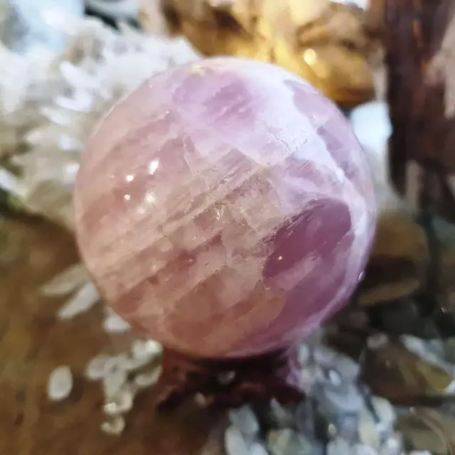 Alt view image 3 of 7 - 1.6-2 inch Natural Pink Crystal Ball with Stand, Hand Polished Rose Quartz Gemstone Sphere, Reiki Healing Energy Stone, Feng Shui Home Desktop Ornament, Spiritual Meditation Decorative Gift