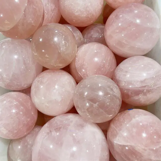 Alt view image 5 of 7 - 1.6-2 inch Natural Pink Crystal Ball with Stand, Hand Polished Rose Quartz Gemstone Sphere, Reiki Healing Energy Stone, Feng Shui Home Desktop Ornament, Spiritual Meditation Decorative Gift