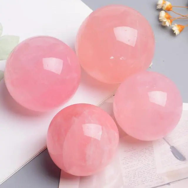 Alt view image 7 of 7 - 1.6-2 inch Natural Pink Crystal Ball with Stand, Hand Polished Rose Quartz Gemstone Sphere, Reiki Healing Energy Stone, Feng Shui Home Desktop Ornament, Spiritual Meditation Decorative Gift