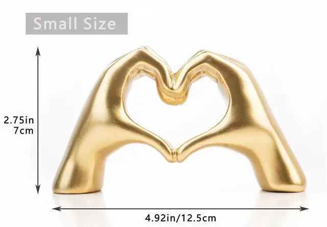 Alt view image 4 of 7 - Small Heart Hands Sculpture Decor for Living Room Bedroom Bookshelf Coffe Table and Office Display, Love Finger Statue Modern Aesthetic Home Decor, Unique Gift for Wedding Christmas Birthday (Gold)