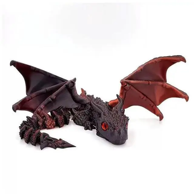 Main image of 3D Printed Wyvern Dragon with Wings Multi-Jointed Movable Simulation Model Gift Desktop Ornaments Toys (Dark red)