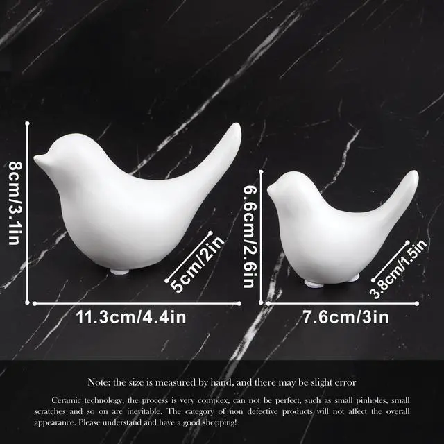 Alt view image 2 of 7 - Small White Birds Statues Home Decor Modern Style Decorative Ornaments for Living Room Decor, Bedroom, Office Desktop, Cabinets (2Pcs White Birds)