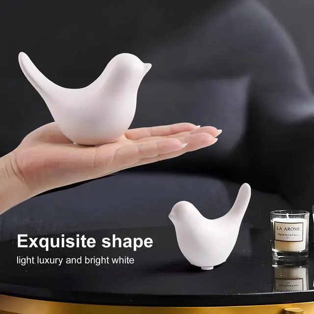 Alt view image 4 of 7 - Small White Birds Statues Home Decor Modern Style Decorative Ornaments for Living Room Decor, Bedroom, Office Desktop, Cabinets (2Pcs White Birds)