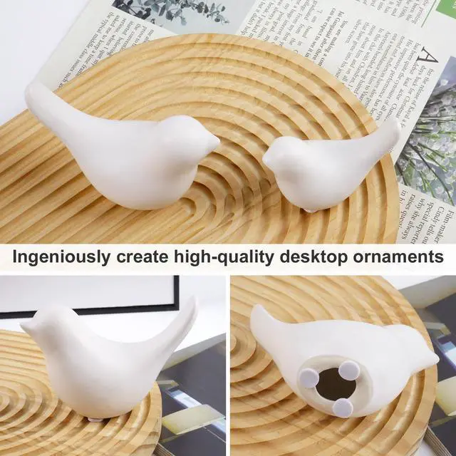 Alt view image 3 of 7 - Small White Birds Statues Home Decor Modern Style Decorative Ornaments for Living Room Decor, Bedroom, Office Desktop, Cabinets (2Pcs White Birds)