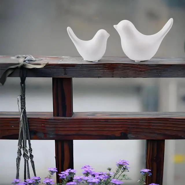 Alt view image 5 of 7 - Small White Birds Statues Home Decor Modern Style Decorative Ornaments for Living Room Decor, Bedroom, Office Desktop, Cabinets (2Pcs White Birds)