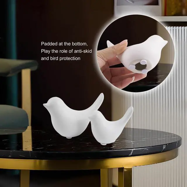 Alt view image 6 of 7 - Small White Birds Statues Home Decor Modern Style Decorative Ornaments for Living Room Decor, Bedroom, Office Desktop, Cabinets (2Pcs White Birds)