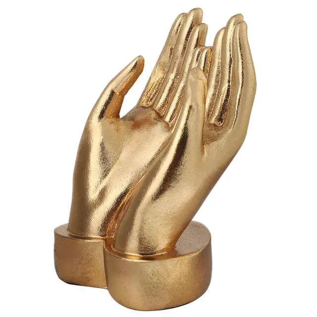 Alt view image 2 of 6 - Golden Hands Sculpture Elegant Resin Home Decor Hands Statues Versatile Love Ornament,Perfect for Bedroom, Office Desktop, Cabinets,Wedding (Holding Hands)
