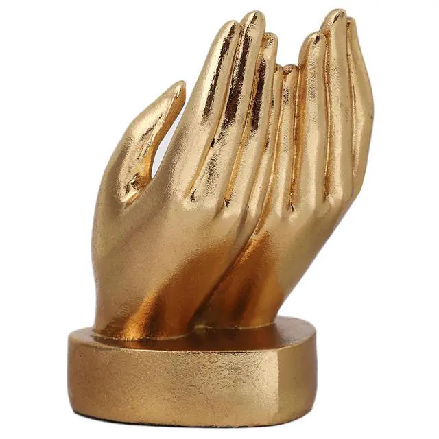 Alt view image 3 of 6 - Golden Hands Sculpture Elegant Resin Home Decor Hands Statues Versatile Love Ornament,Perfect for Bedroom, Office Desktop, Cabinets,Wedding (Holding Hands)
