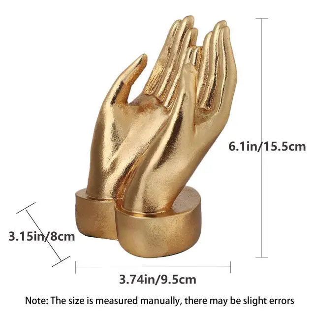 Alt view image 4 of 6 - Golden Hands Sculpture Elegant Resin Home Decor Hands Statues Versatile Love Ornament,Perfect for Bedroom, Office Desktop, Cabinets,Wedding (Holding Hands)