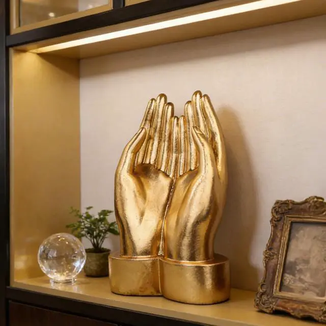Alt view image 6 of 6 - Golden Hands Sculpture Elegant Resin Home Decor Hands Statues Versatile Love Ornament,Perfect for Bedroom, Office Desktop, Cabinets,Wedding (Holding Hands)