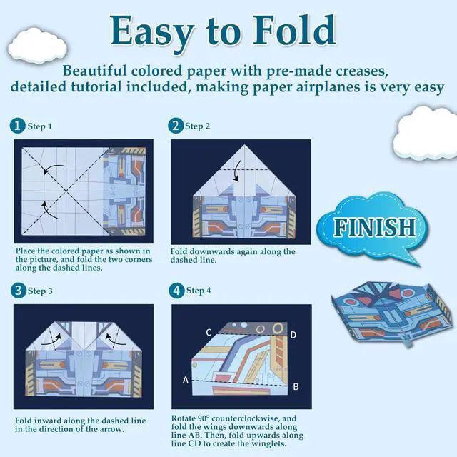 Alt view image 6 of 7 - Paper Airplane Kits with 16 Classic Designs, 32 Sheets of Colorful Origami Paper, World Record Paper Planes, Craft Kit for Kids, Airplane Gifts for Boys and Girls Ages 6-12+ (Digital Manual Only)