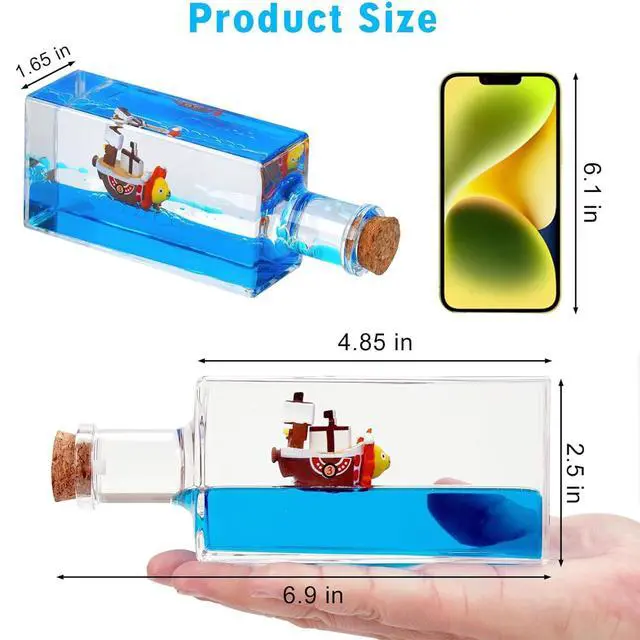 Alt view image 3 of 3 - Unsinkable Black Pearl Pirate Ship in a Bottle - Ghost Ship in Ocean Wave Desk Decor for Home Office Decors, Unique Birthday Gifts for Men & Pirate Lovers, Liquid Motion Art Desktop Ornament (Black-e)