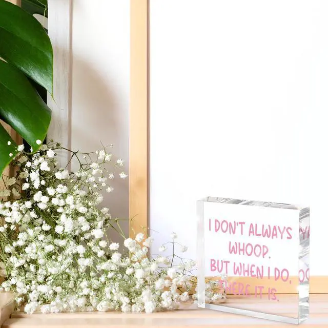 Alt view image 3 of 6 - Fun Pink Decoration, 4x4 inches Acrylic Desktop Ornament, Suitable for Birthday and Christmas Gifts for Colleagues, Friends and Family, Funny Office Sayings and Slogans