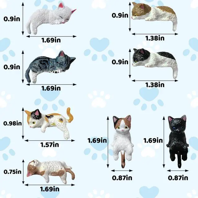 Alt view image 2 of 6 - 8 Pcs Mini Cat FigurinesTiny Desk Cats for Computer Monitor, Shelves,Car DashboardsOffice Desk Decor, Small Resin Cat for DIY Accessories, Dollhouses Interior decorationss, or Party Favors