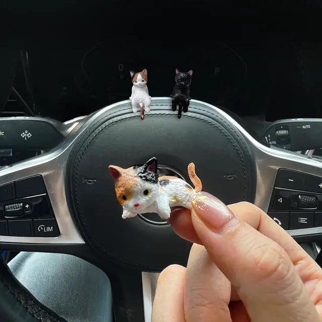 Alt view image 5 of 6 - 8 Pcs Mini Cat FigurinesTiny Desk Cats for Computer Monitor, Shelves,Car DashboardsOffice Desk Decor, Small Resin Cat for DIY Accessories, Dollhouses Interior decorationss, or Party Favors