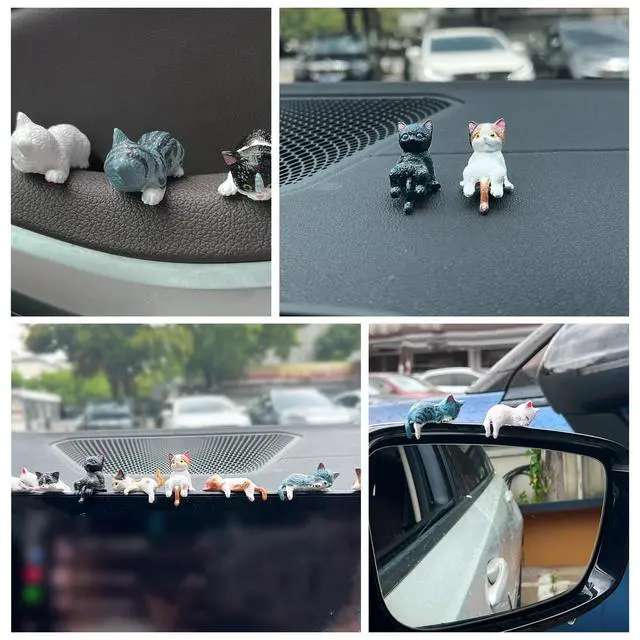 Alt view image 6 of 6 - 8 Pcs Mini Cat FigurinesTiny Desk Cats for Computer Monitor, Shelves,Car DashboardsOffice Desk Decor, Small Resin Cat for DIY Accessories, Dollhouses Interior decorationss, or Party Favors