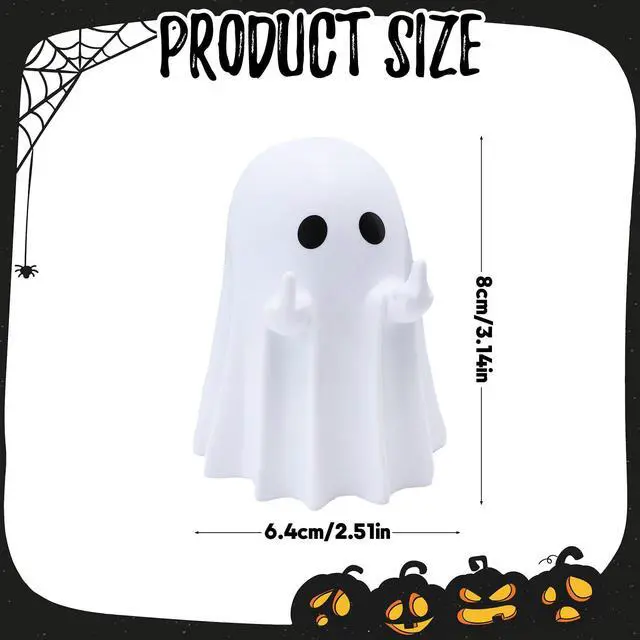 Alt view image 5 of 7 - Halloween Ghost Figurine Funny Spooky Middle Finger Statue Halloween Table Decorations Cartoon Cute Resin Holiday Desktop Ornament Decor for Holiday Indoor Home Decor Gifts