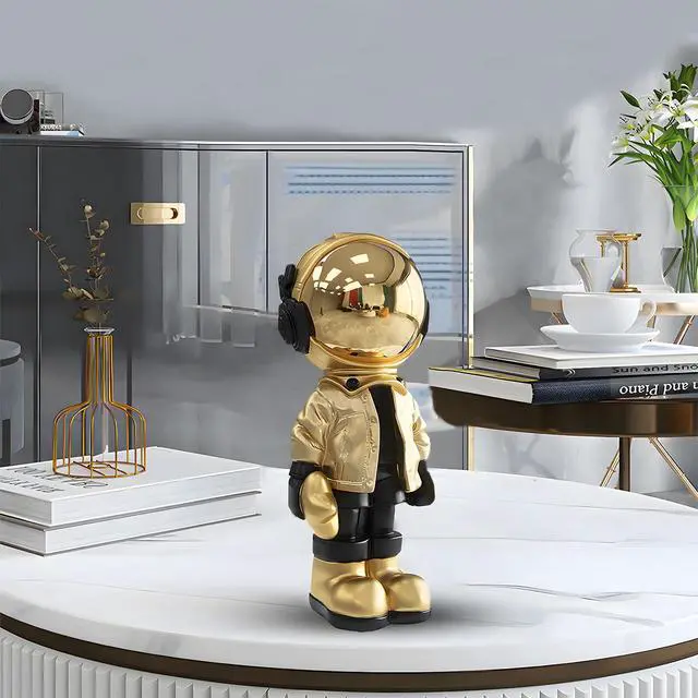 Alt view image 4 of 6 - Small Astronaut Statues Mini Spaceman Sculpture Polyresin Arts Gifts Gold Figurine Ornament Room Decor for Men,Home and Desktop Accessories Tabletop Decoration, Living Room, Office, Bookshelf