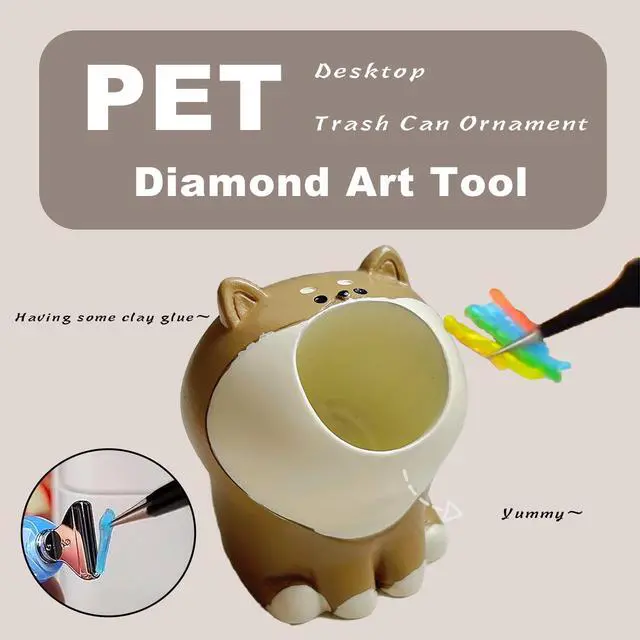 Alt view image 3 of 7 - Diamond Art Tool Desktop Trash Can Ornament Cute Tool, Diamond Painting Accessories, Diamond Art Kit for Adults, Creative Mini Garbage Can, Small Storage | Ideal for Diamond Work (Dog)