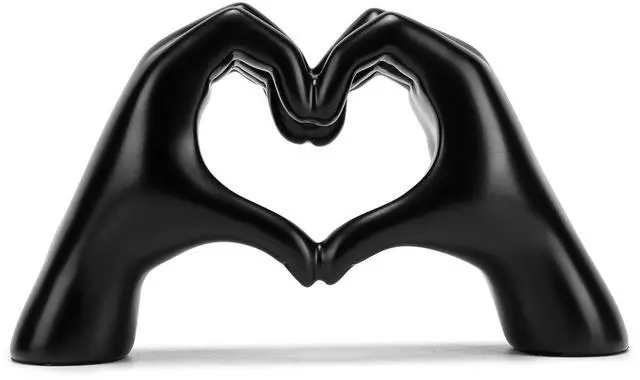 Main image of Medium Heart Hands Statues Black Hand Love Sculpture Decorative Home Decor Ornaments for Living Room, Wedding, Bedroom, Office Desktop, Cabinets, Bookshelf, Gift for Mom (Medium Black)