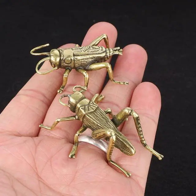 Alt view image 3 of 6 - Brass Cricket Figurine Brass Statue, Lucky Cricket Fengshui, Wealth Sculpture Animal Craft Collectible Figure Ornament for Home Desktop Office, Golden