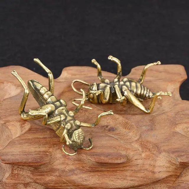 Alt view image 5 of 6 - Brass Cricket Figurine Brass Statue, Lucky Cricket Fengshui, Wealth Sculpture Animal Craft Collectible Figure Ornament for Home Desktop Office, Golden