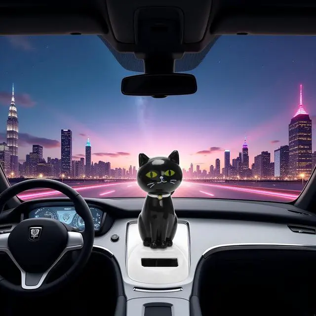 Alt view image 6 of 7 - Solar Cat Toy Doll Dancing Cat Figure Car Ornament,Dancing Toys Ornaments Solar Powered Car Dashboard Interior Decoration Desktop Decor Gift Window Party Car Desk Home