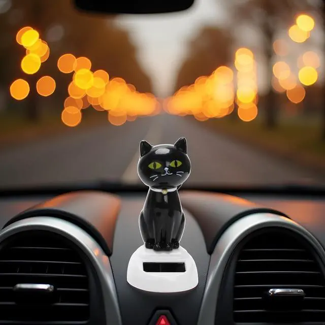 Alt view image 7 of 7 - Solar Cat Toy Doll Dancing Cat Figure Car Ornament,Dancing Toys Ornaments Solar Powered Car Dashboard Interior Decoration Desktop Decor Gift Window Party Car Desk Home