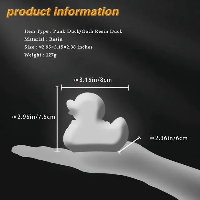 Alt view image 6 of 7 - Punk Duck Goth Resin Duck - Garage Kits,Unique Gothic Gifts & Collectibles,Vinyl Rubber Novelty Ornament Dark Satanic Duck Figurine for Desktop Home Halloween Decor (Satan Duck)