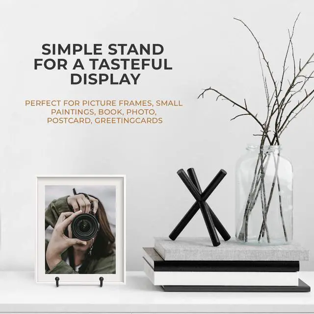 Alt view image 4 of 7 - Plate Stands for Display - 3 Inch Plate Holder Display Stand + Metal Frame Holder Stand for Picture, Decorative Plate, Book, Photo Easel (2 Pack)