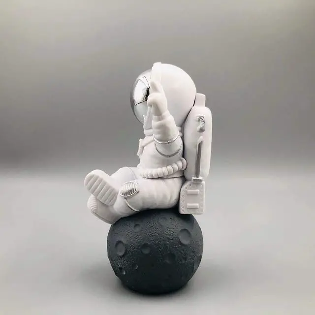 Alt view image 2 of 6 - Figurine Astronaut Statue Spaceman Décor,Desktop & Tabletop Decorative Cute Mini Space Figure Ornament,Cake Toppers Decoration and Craft Gift(Silver and White Astronaut Figurine)