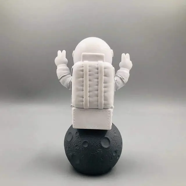 Alt view image 3 of 6 - Figurine Astronaut Statue Spaceman Décor,Desktop & Tabletop Decorative Cute Mini Space Figure Ornament,Cake Toppers Decoration and Craft Gift(Silver and White Astronaut Figurine)