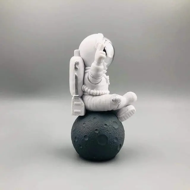 Alt view image 4 of 6 - Figurine Astronaut Statue Spaceman Décor,Desktop & Tabletop Decorative Cute Mini Space Figure Ornament,Cake Toppers Decoration and Craft Gift(Silver and White Astronaut Figurine)