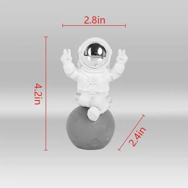 Alt view image 5 of 6 - Figurine Astronaut Statue Spaceman Décor,Desktop & Tabletop Decorative Cute Mini Space Figure Ornament,Cake Toppers Decoration and Craft Gift(Silver and White Astronaut Figurine)