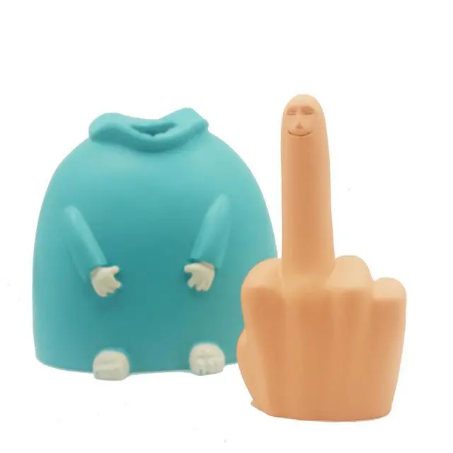 Alt view image 4 of 5 - Funny Smiling Middle Finger Statue Ornaments, Novelty Resin Finger Man Sculpture Decorations, Quirky Middle Finger Hand Statue for Table Shelf Office Desktop Decoration