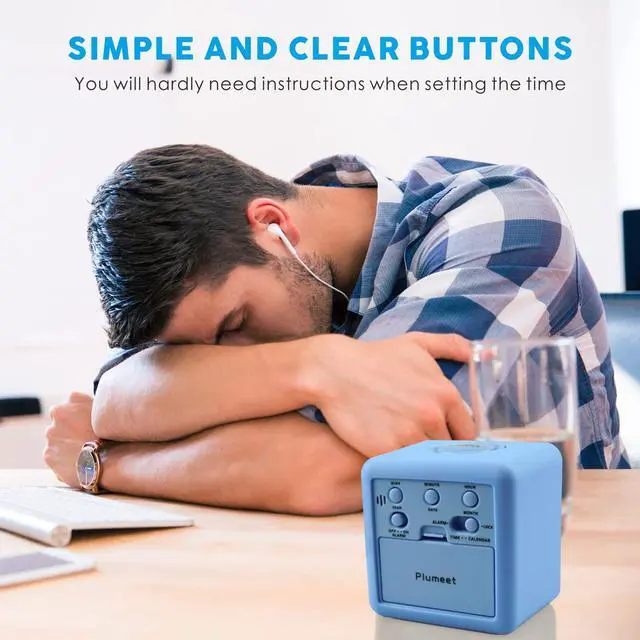 Alt view image 6 of 7 - Digital Alarm Clock Kids Clock with Snooze and White Nightlight - Easy Setting Travel Alarm Clocks Display Time, Date, Alarm - Ascending Sound - Battery Powered (Baby Blue)