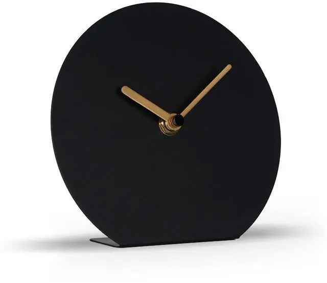 Main image of 6'' One-Piece Table Clocks Without Scale Modern Minimalist Style Decoration, Iron Silent Quartz Desk Clock Creative Ornaments, Battery Operated Non Ticking for Home Office, Black